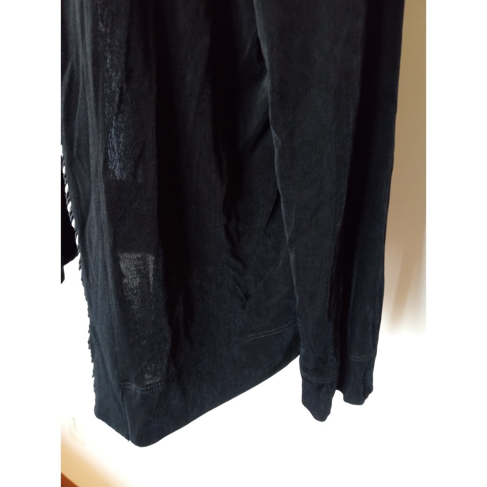Chicos Travelers Black Open Front Cardigan Rope Trim Size 3 XL Acetate Blend - Picture 5 of 8
